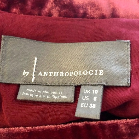 NEW ANTHROPOLOGIE VELVET BURGUNDY RUCHED SKIRT - Picture 6 of 6